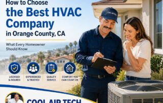 Best HVAC company Orange County CA - Cool Air Tech technician reviewing estimate with homeowner