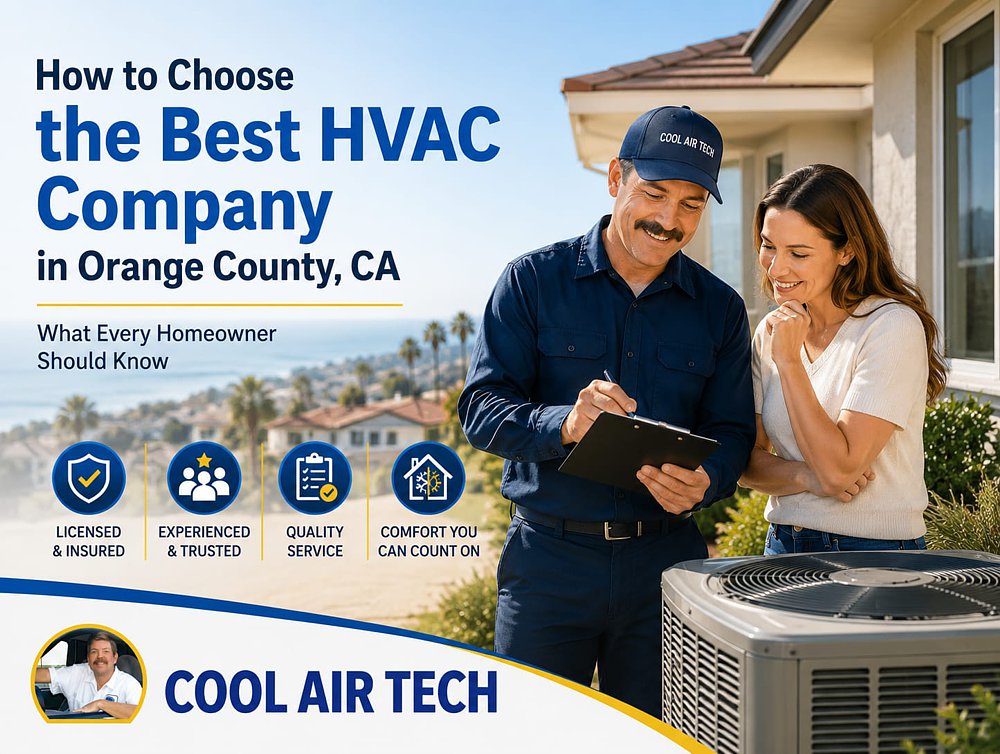 Best HVAC company Orange County CA - Cool Air Tech technician reviewing estimate with homeowner